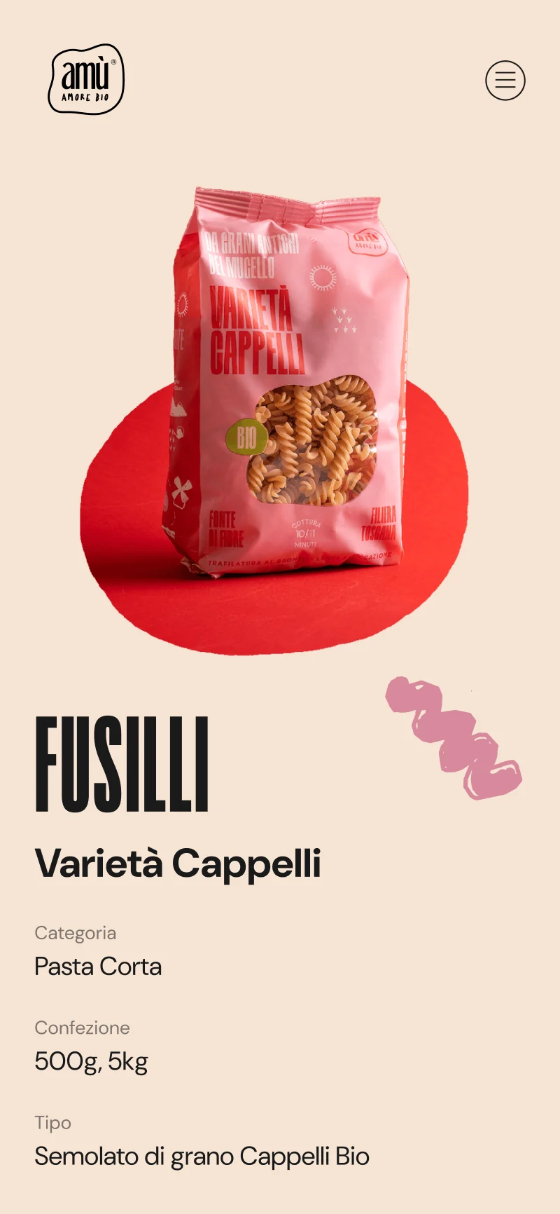 Fusilli product on a phone