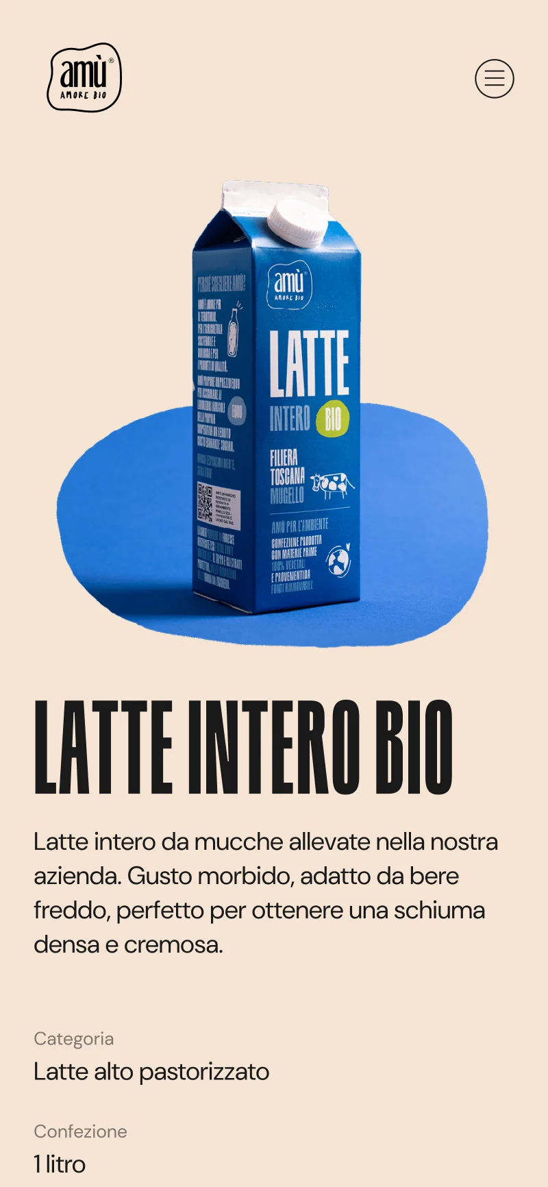 Dairy product page on a phone