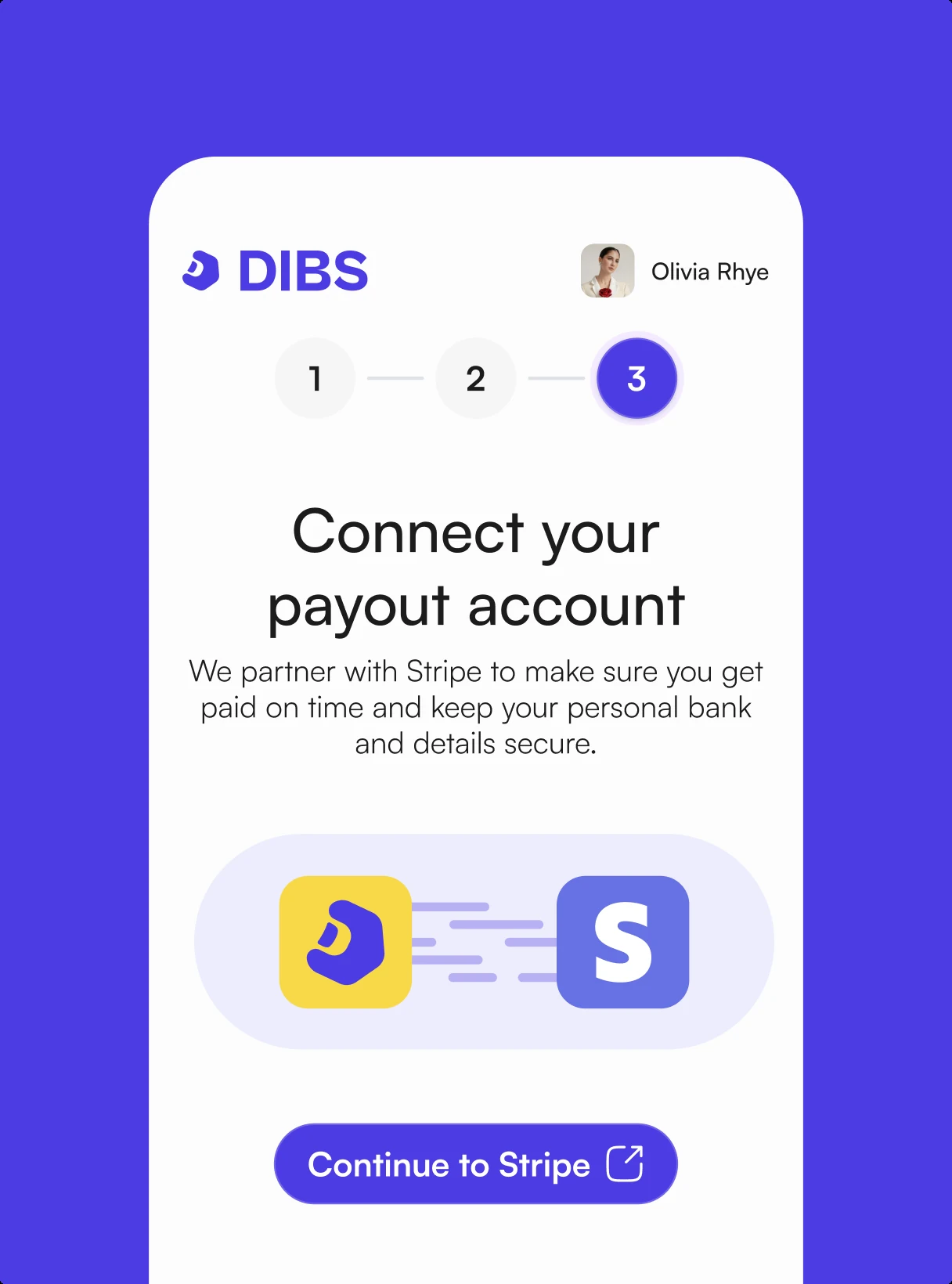 Step three of host onboarding: connect a payout account with Stripe