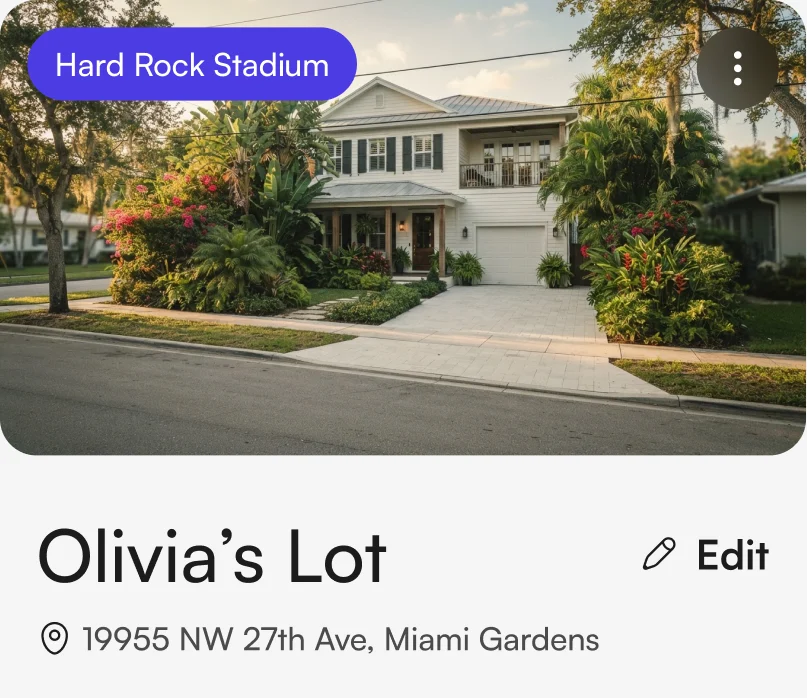 Spot card: Olivia’s Lot near Hard Rock Stadium, 19955 NW 27th Ave, Miami Gardens