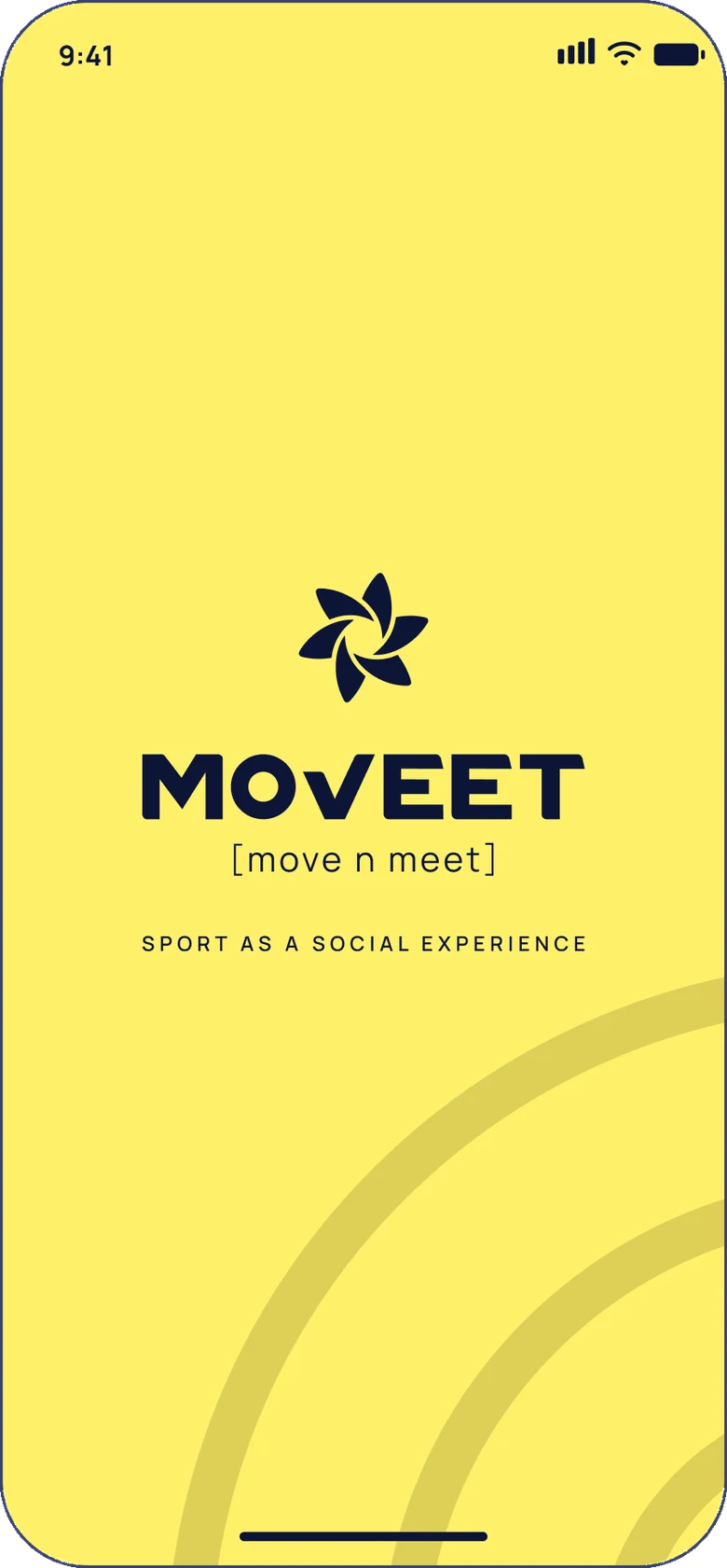 Moveet splash screen: the mark and tagline on yellow